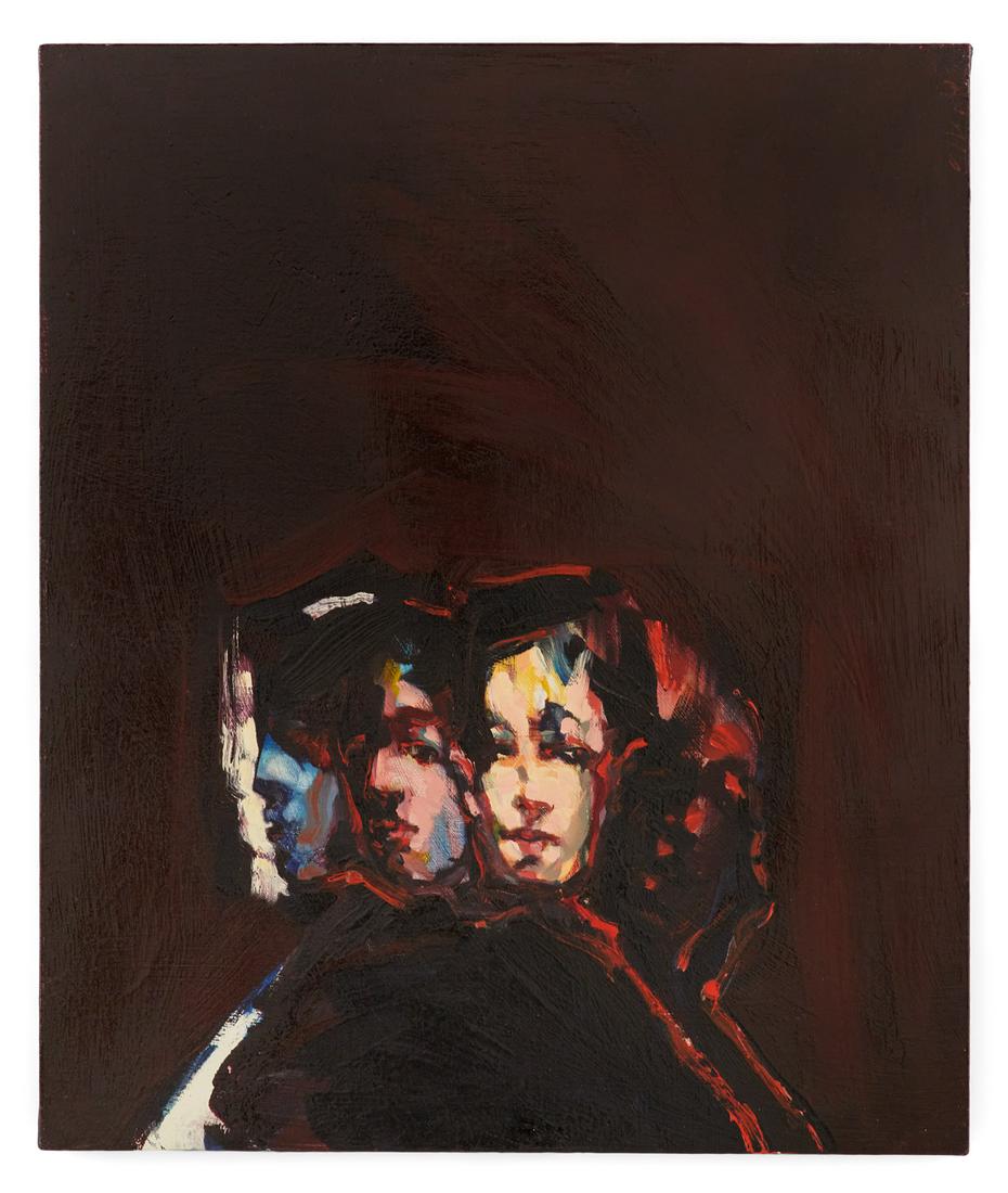 Jere Hardy Allen, (American/MS, b. 1944): Jere Hardy Allen (American/Mississippi, b. 1944) "Muses" oil on linen signed upper right edge, verso with "Jere Allen, Whitten Collection" label. Unframed. 36" x 30"