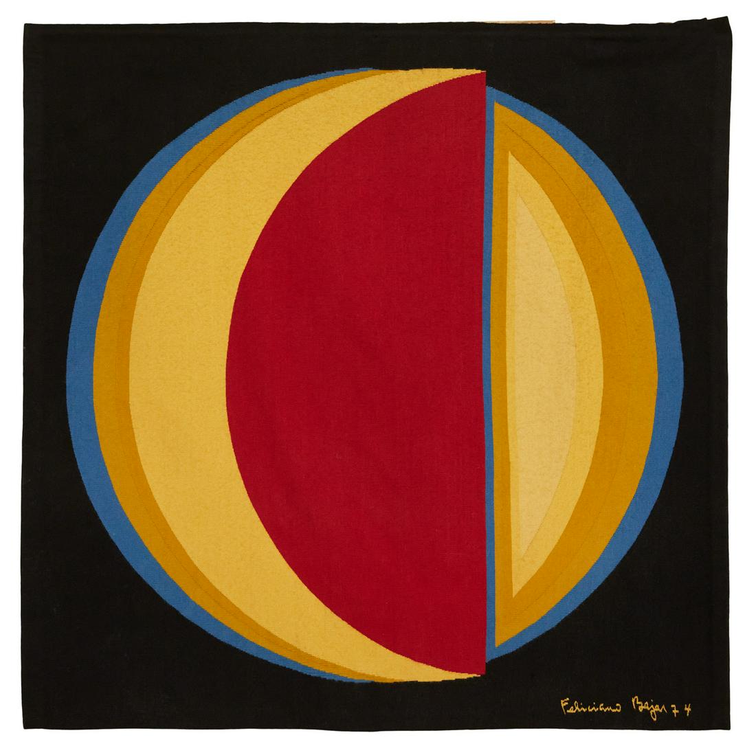 Feliciano Bejar, (Mexican, 1920-2007): Feliciano Bejar (Mexican, 1920-2007) "Sin Titulo", 1974 wool tapestry signed and dated lower right, now with rod for display. 72" x 72" Provenance: Estate of David I. Oreck, New Orleans, Louisiana.