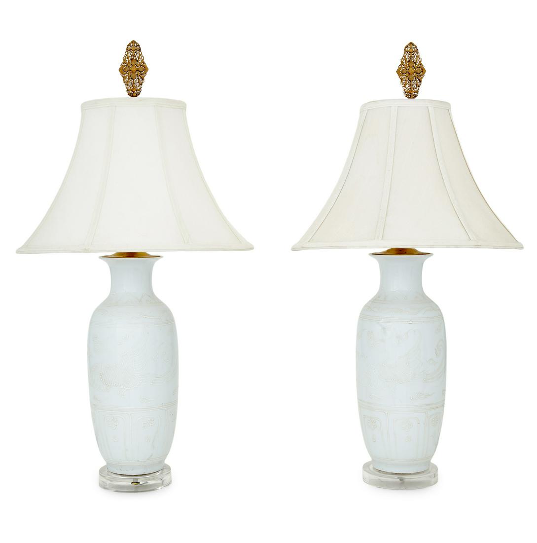 Pair of Chinese Blanc de Chine Porcelain Vases (1 of 2)