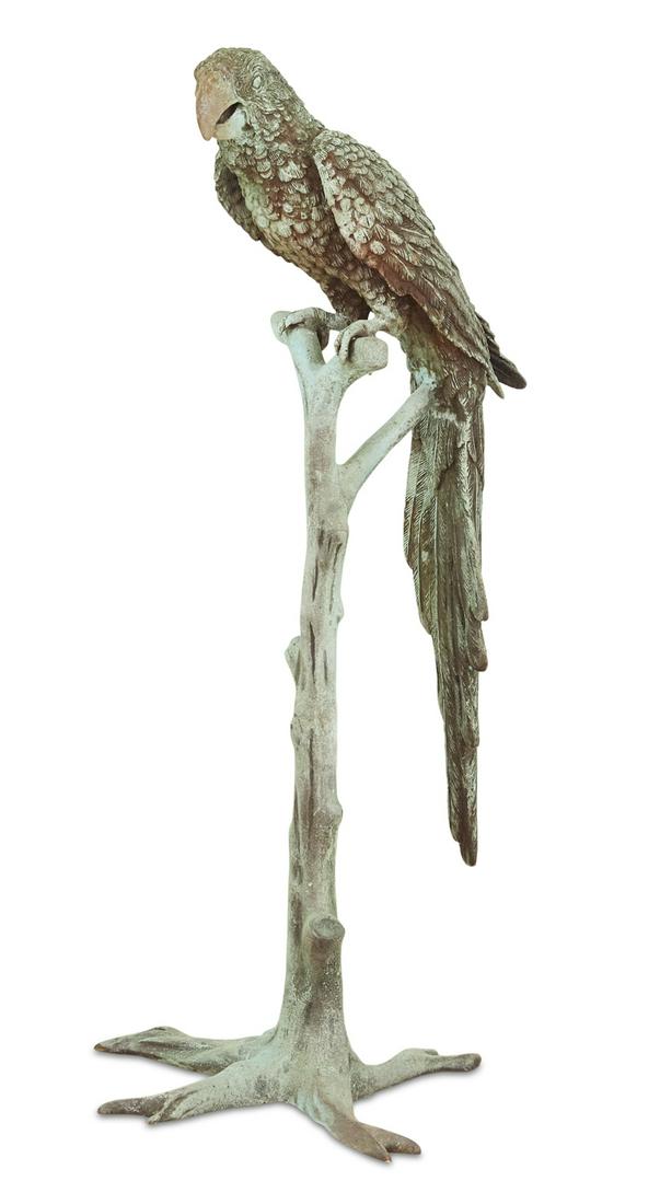 Large Patinated Bronze Sculpture of a Parrot (1 of 3)