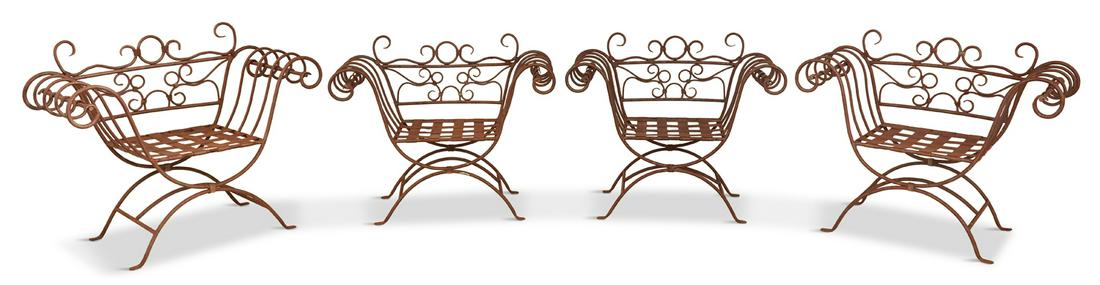 Set of Four Mid-Century Iron Garden Armchairs (1 of 4)