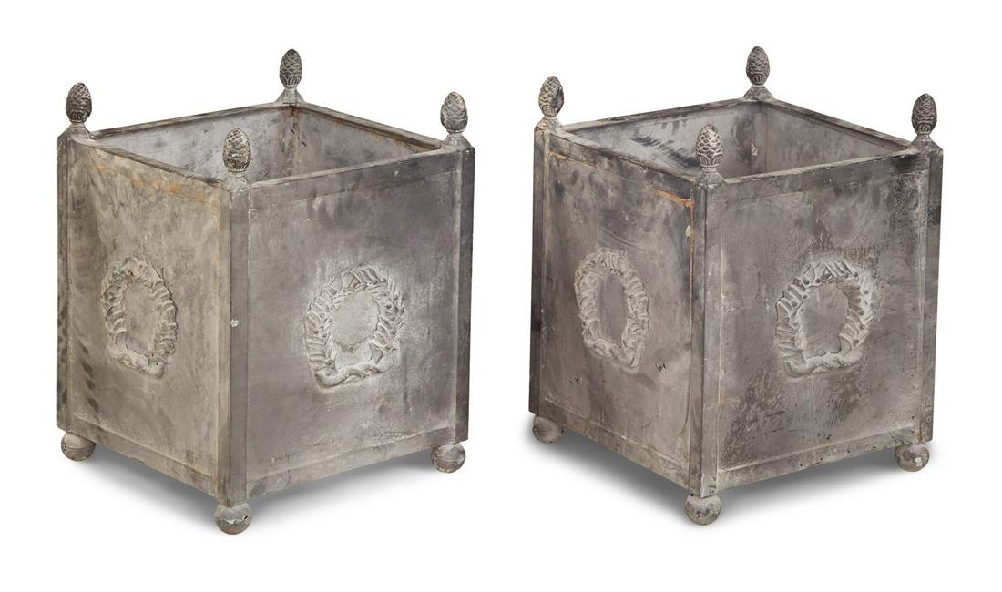 Pair of Painted Metal Tree Tubs (1 of 2)