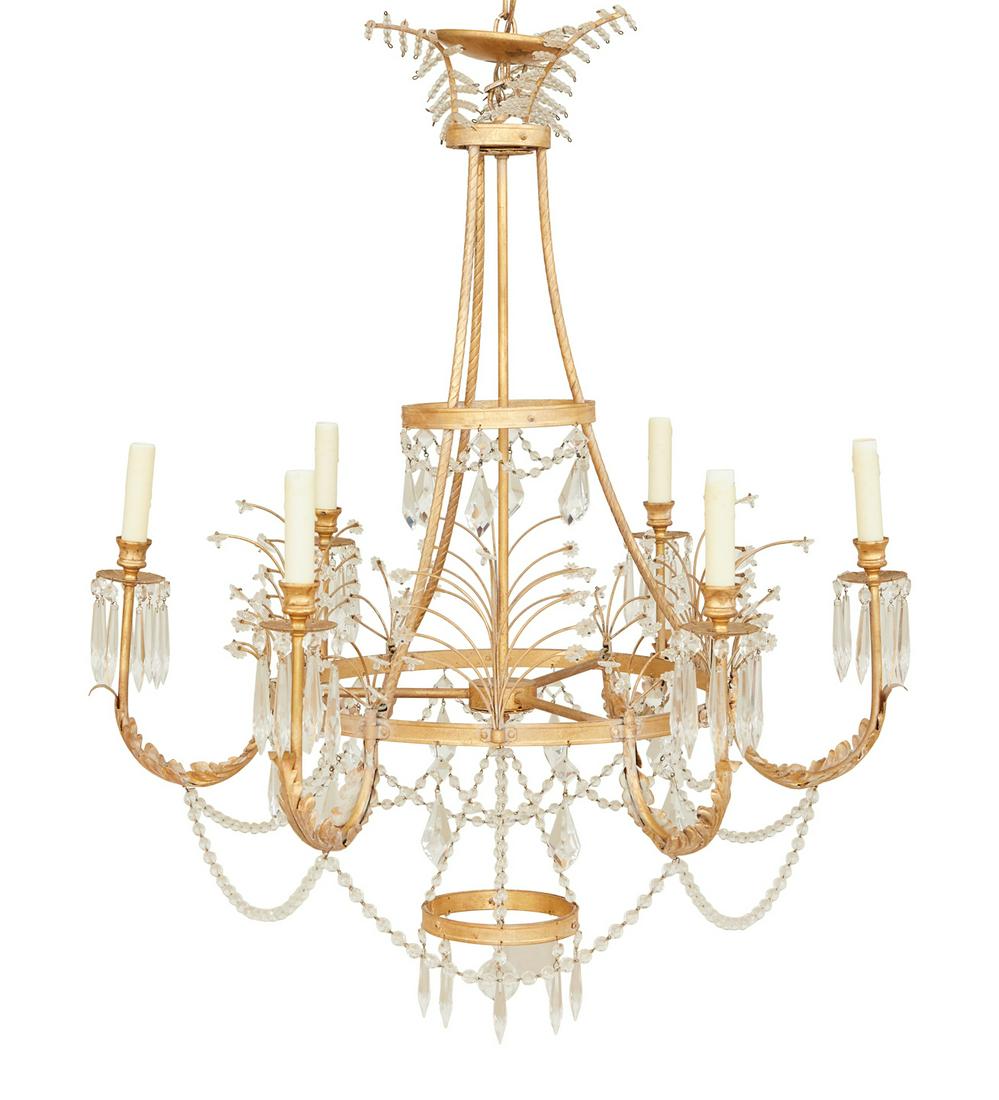 Gilt-Metal and Glass Chandelier (1 of 1)