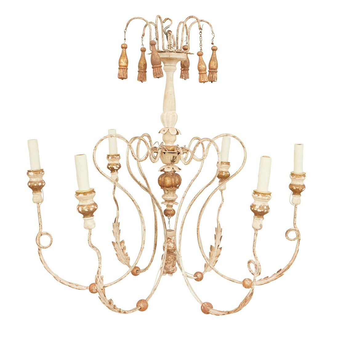 Parcel-Giltwood, Metal and Tole Chandelier (1 of 1)