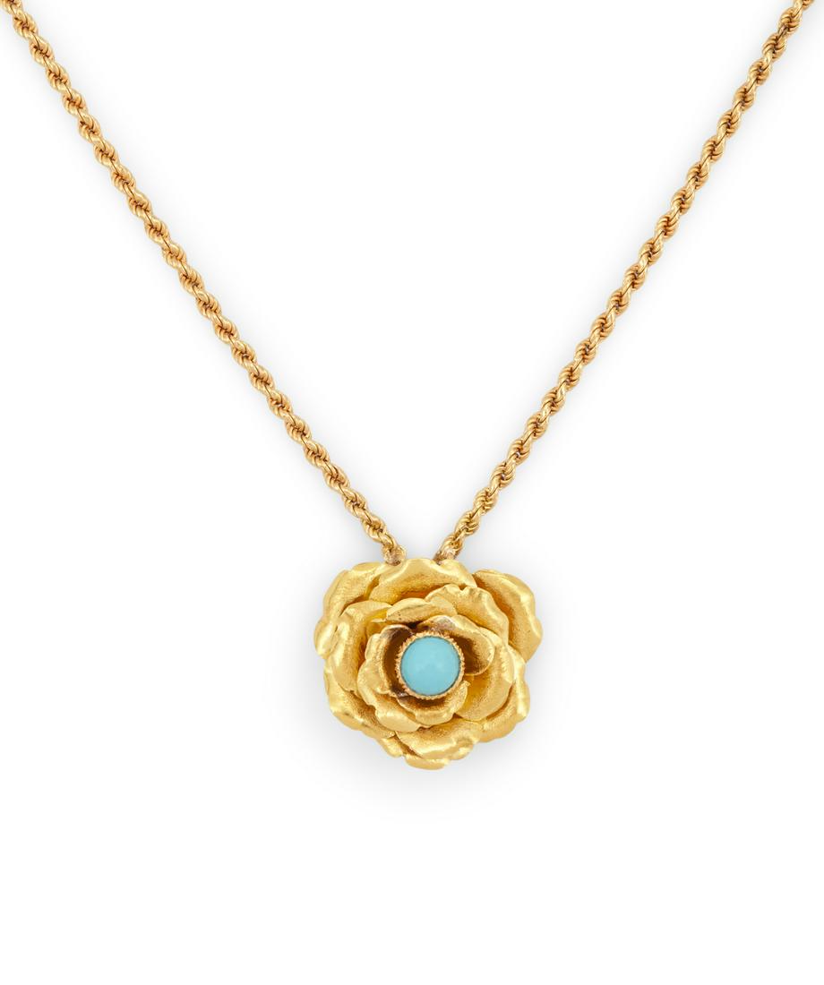 Mario Buccellati Turquoise Rose Pendant on Chain (1 of 3)