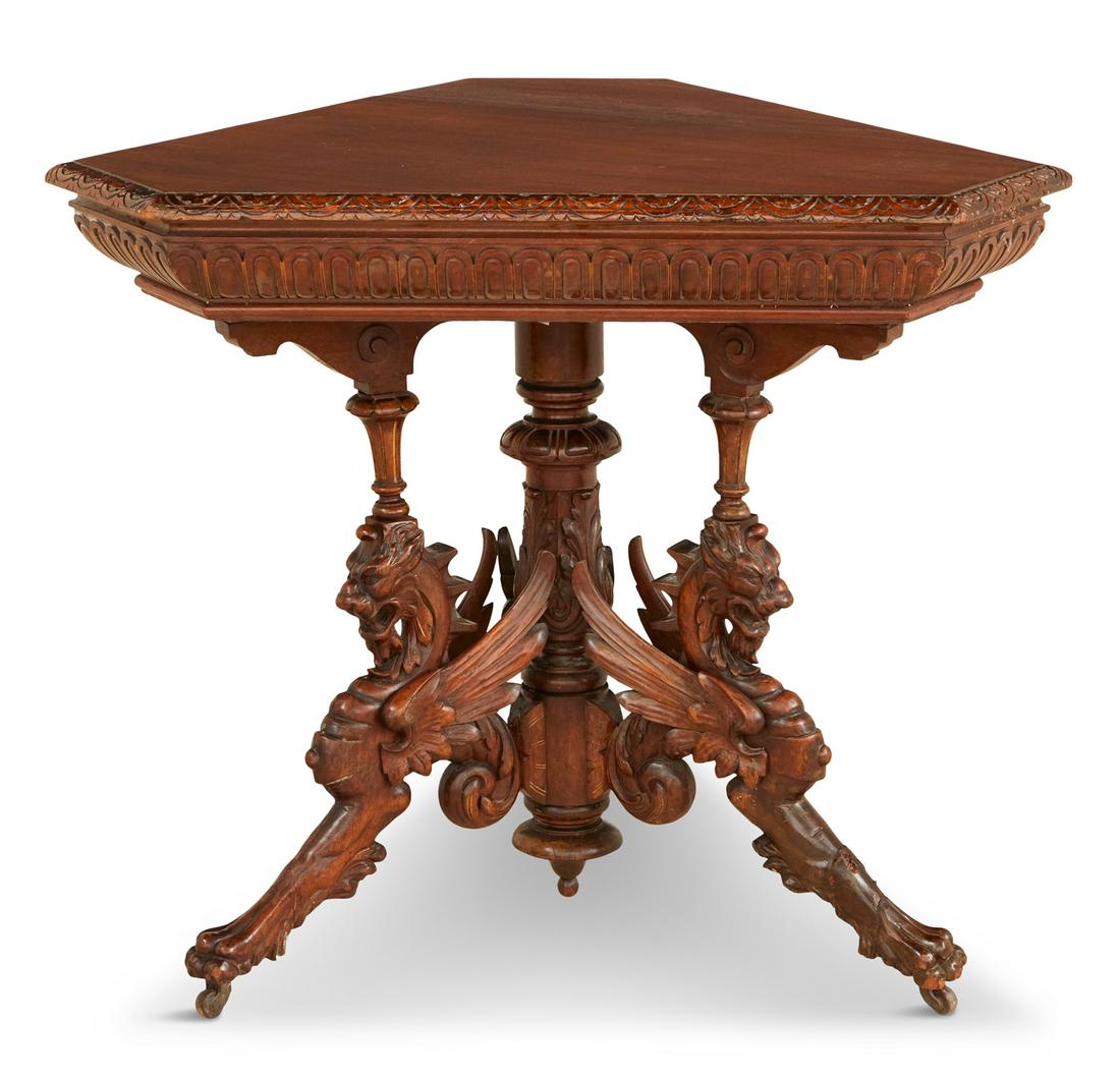 American Neo-Renaissance Walnut Side Table (1 of 3)
