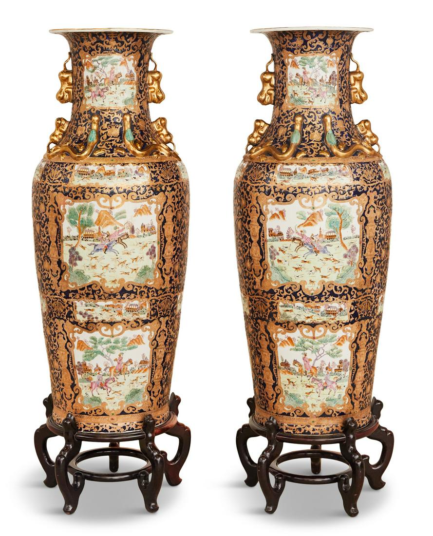 Pair of Chinese Export Porcelain Palace Vases (1 of 3)