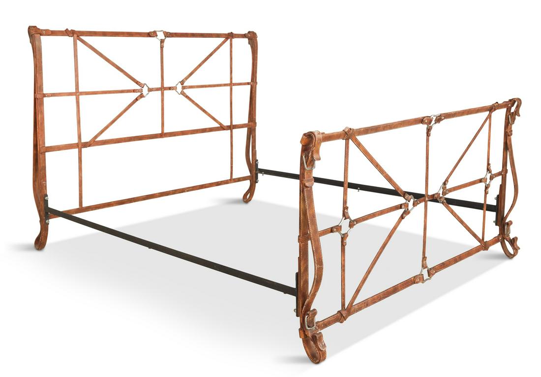 Faux Leather and Steel King-Size Sleigh Bed (1 of 4)