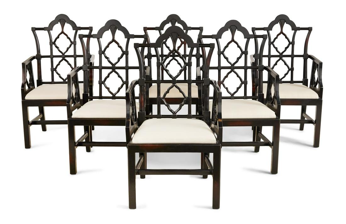 Six Ebonized Chinese Chippendale-Style Armchairs (1 of 3)
