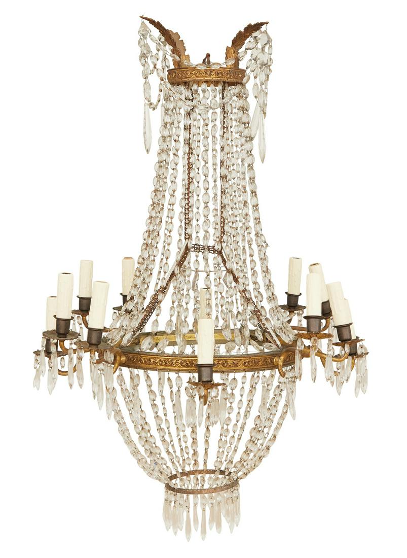 Bronze and Crystal Basket Chandelier (1 of 1)