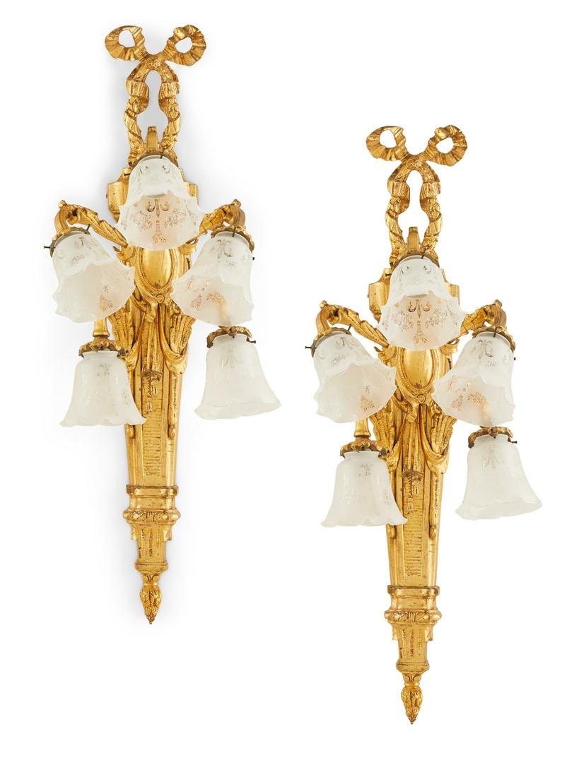 Pair of Louis XVI-Style Gilt-Bronze Sconces (1 of 3)