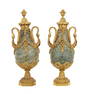 Pair of French Gilt-Bronze and Marble Urns