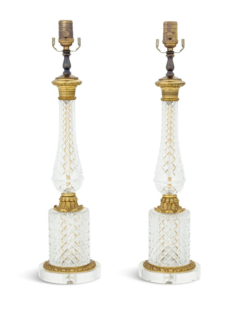 Pair of French Glass and Gilt-Bronze Table Lamps (1 of 1)