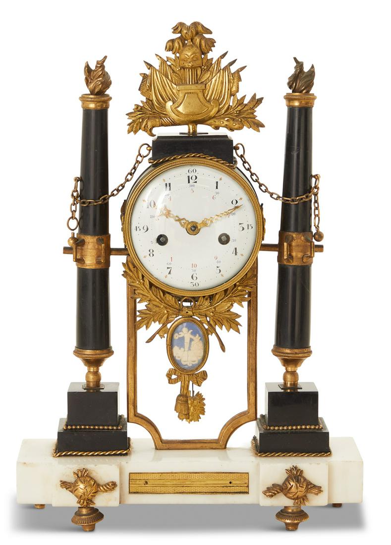 Unusual Louis XVI Bronze and Marble Portico Clock (1 of 3)