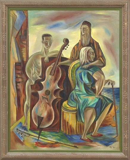 Charles Malcolm Campbell (American, 1905-1985): Charles Malcolm Campbell (American, 1905-1985) "Untitled", oil on canvas, initialed and dated lower right "CC '45", reverse with the artist inventory label, 36" x 28". Presented in a carved hardwood f