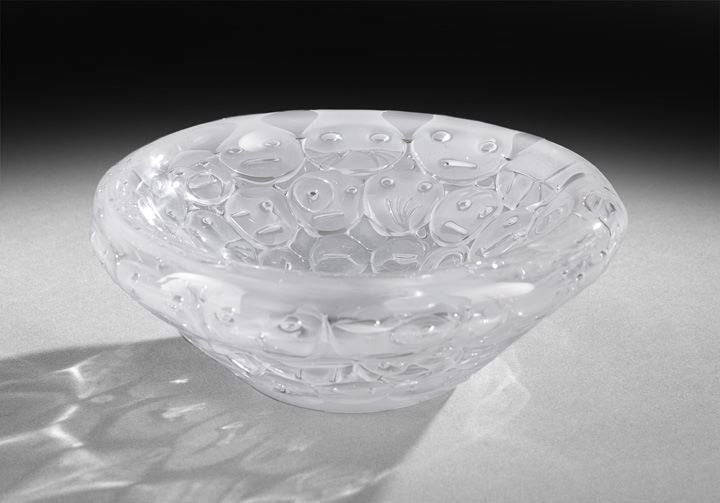 Bengt Edenfalk (Swedish, b. 1924) Art Glass: Bengt Edenfalk (Swedish, b. 1924), Cased Glass "Thalatta" Bowl, 1960, decorated with clear and frosted abstract faces, signed: "247/60 UNIK / TALLATA / Bengt Edenfalk / SKRUV-SWEDEN", h. 3-1/4", dia.