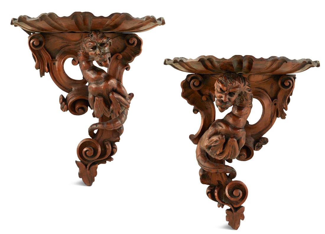 Italian Venetian "Fantasy" Carved Wooden Brackets (1 of 3)