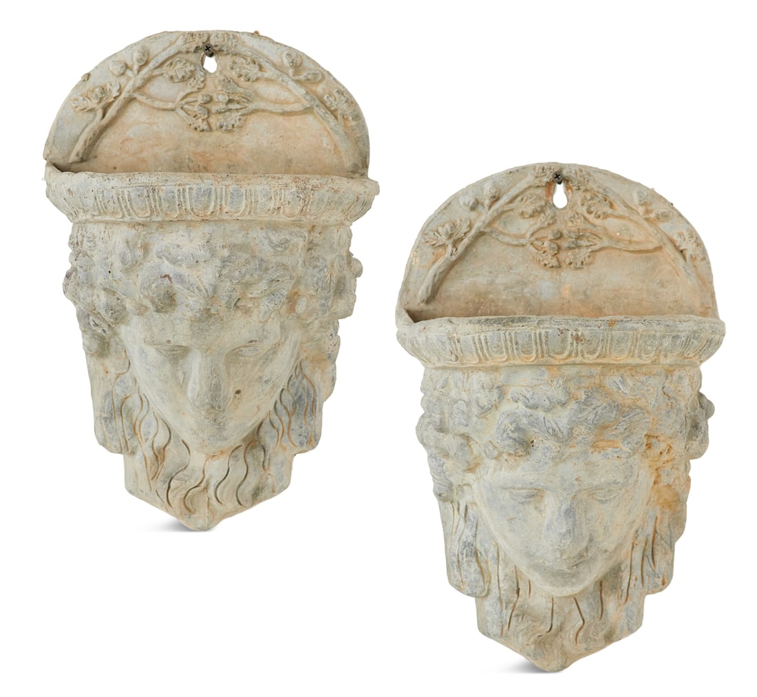Pair of Classical-Style Lead Wall Planters (1 of 3)