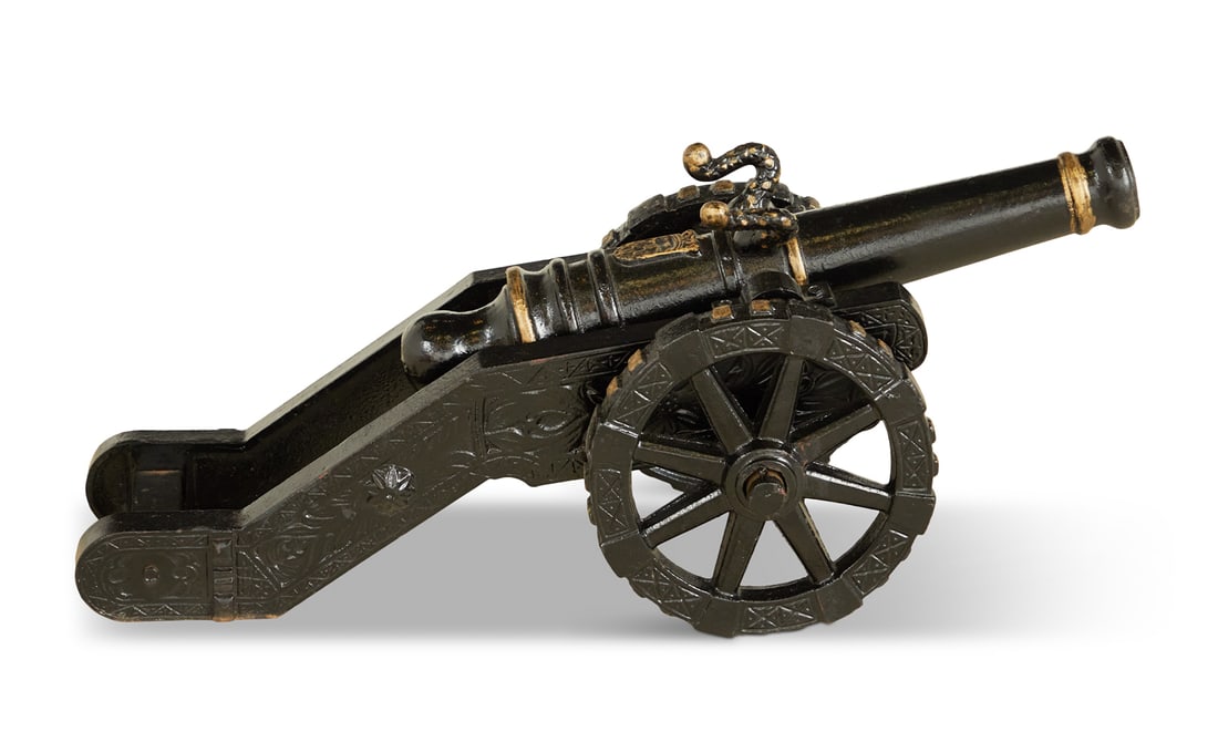 Painted Metal Signal Cannon in the Baroque Style (1 of 3)
