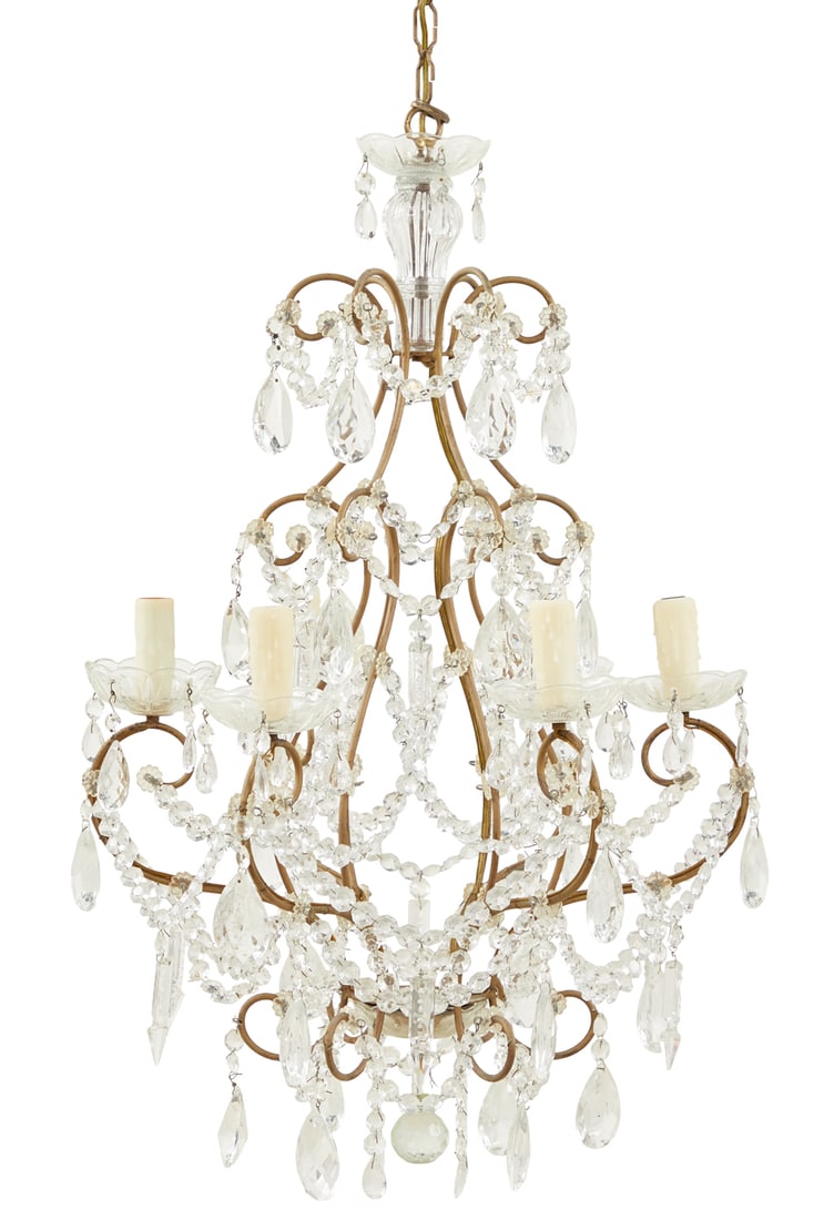 French Painted Metal and Crystal Chandelier (1 of 1)