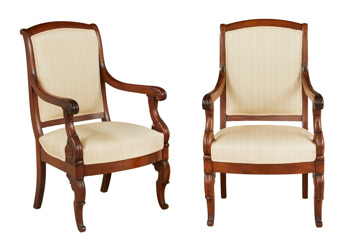 Pair of Louis-Philippe Mahogany Fauteuils (1 of 2)
