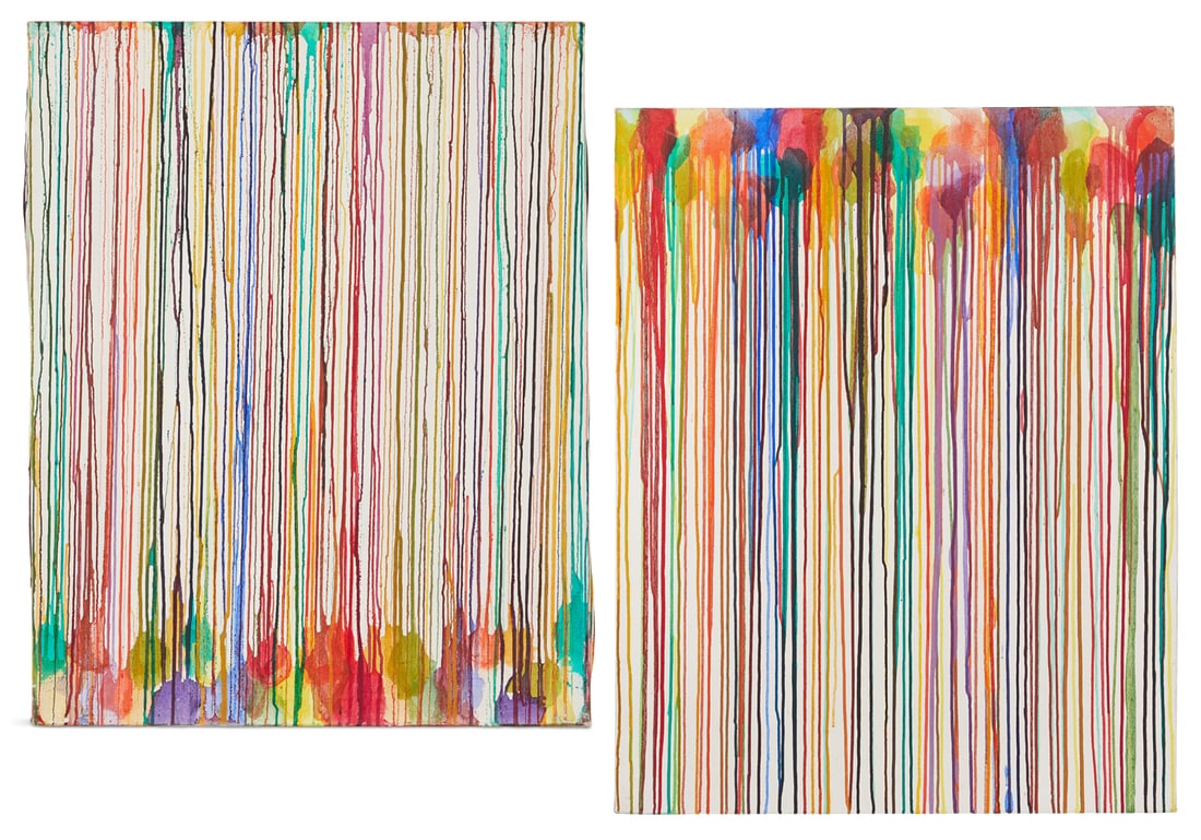 Hyang Mi R Lee (South Korean, 1948-2007): Hyang Mi R Lee (South Korean, 1948-2007) "Couleur elle-meme", 1975 pair of oils on canvas signed, titled and dated en verso. each 37-1/2" x 29-1/2" Provenance: Acquired in Cagnes, France, 1975; Estate