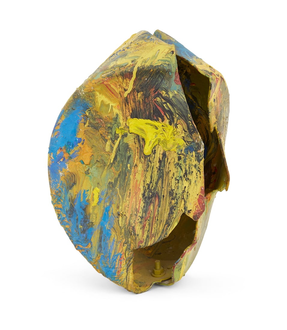 Erwin Wurm (Austrian, b. 1954): Erwin Wurm (Austrian, b. 1954) "Mondgesicht", 1985 painted metal signed and dated at bottom. h. 9-1/2", w. 5", d. 7-1/2" Provenance: Galerie Zellermayer, Berlin, Germany, 1985; Estate of Thomas B. Lem