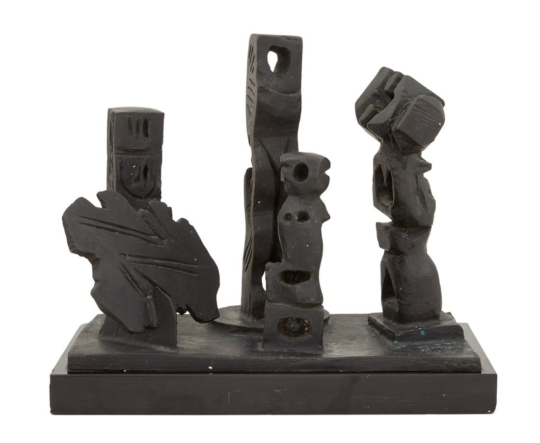 Abbott Pattison (American, 1916-1999): Abbott Pattison (American, 1916-1999) "Untitled" patinated bronze cast signature along front edge of self-base, a Marinelli foundry, Florence inscription along side edge, on a stone base. overall h. 1