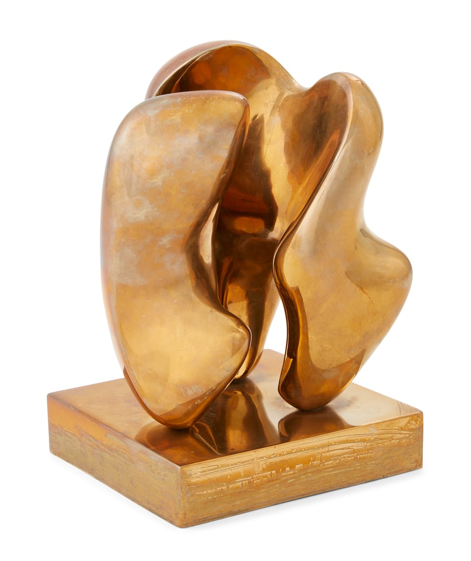 Eli Karpel (American/New York, 1916-1998): Eli Karpel (American/New York, 1916-1998) "Untitled" bronze sculpture incised signature and numbered "6/7" at back edge of self-base. h. 10-1/2", w. 7", d. 7" Provenance: Estate of Thomas B. Lemann, N