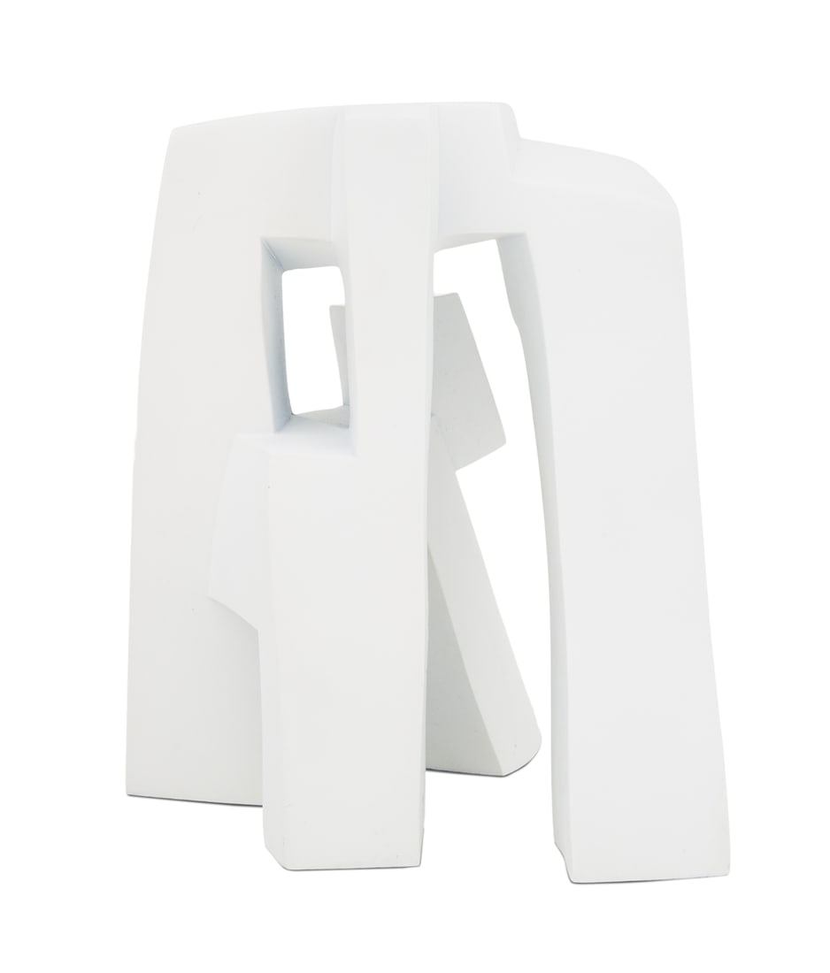 Parvine Curie (French, b. 1936): Parvine Curie (French, b. 1936) "L'Enfant Abrite-Blanc", 2021 white steel incised signature and numbered "10/300" at base. h. 5-3/8", w. 4-3/4", d. 5" Provenance: Loft, Art Contemporain, Paris, France