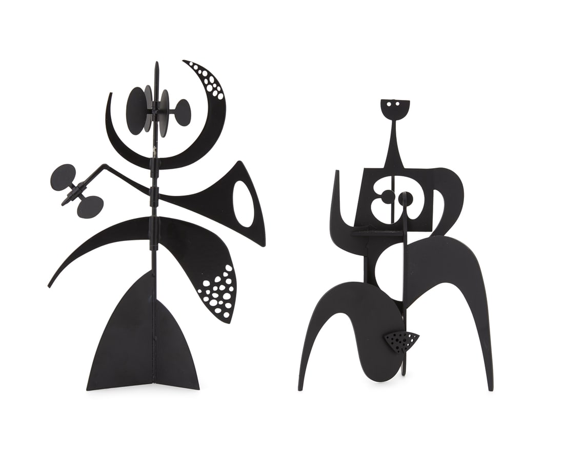 Philippe Hiquily (French, 1925-2013): Philippe Hiquily (French, 1925-2013) "Marathonienne" "Girouette Hiver" two painted metal sculptures one kinetic and with incised signature and numbered "978/1000", the other with incised signature, nu