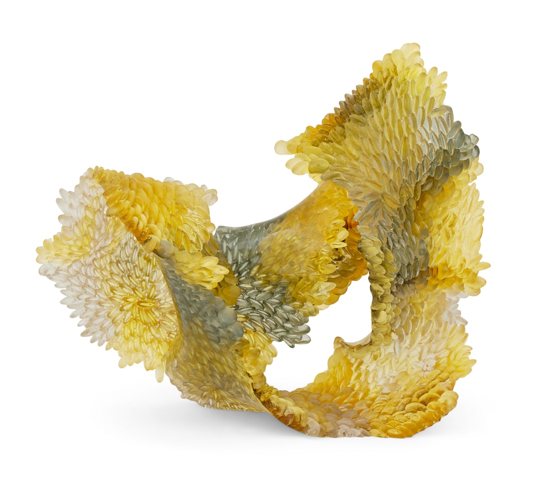 Nina Casson McGarva (British, b. 1990): Nina Casson McGarva (British, b. 1990) "The Way it Twists" kiln-cast and sculpted glass h. 6-1/2", w. 15-1/2", d. 13-1/4" Provenance: Vessel Gallery, London, England; Estate of Thomas B. Lemann, New O