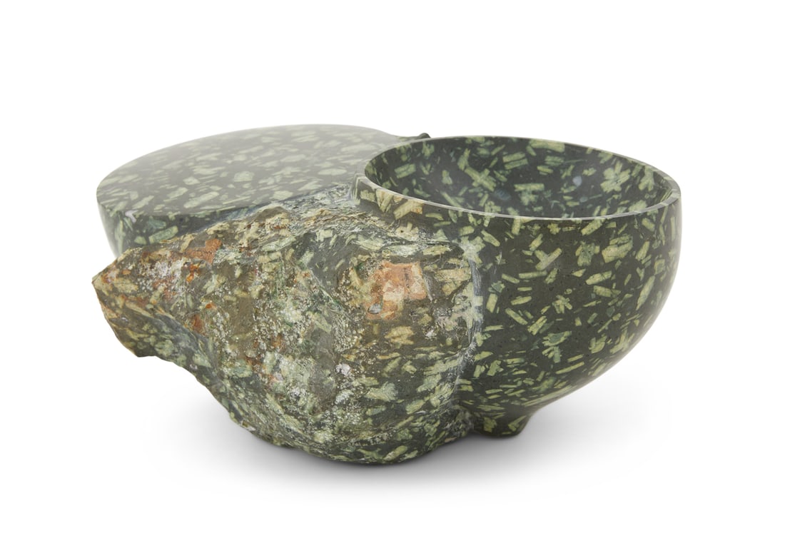 Stephen Cox (British, b. 1946): Stephen Cox (British, b. 1946) "Amoebowls", 2020 hand-carved green porphyry h. 4-1/8", w. 9-3/8", d. 6-5/8" Provenance: Adrian Sassoon, London, England; Estate of Thomas B. Lemann, New Orleans, Louisi