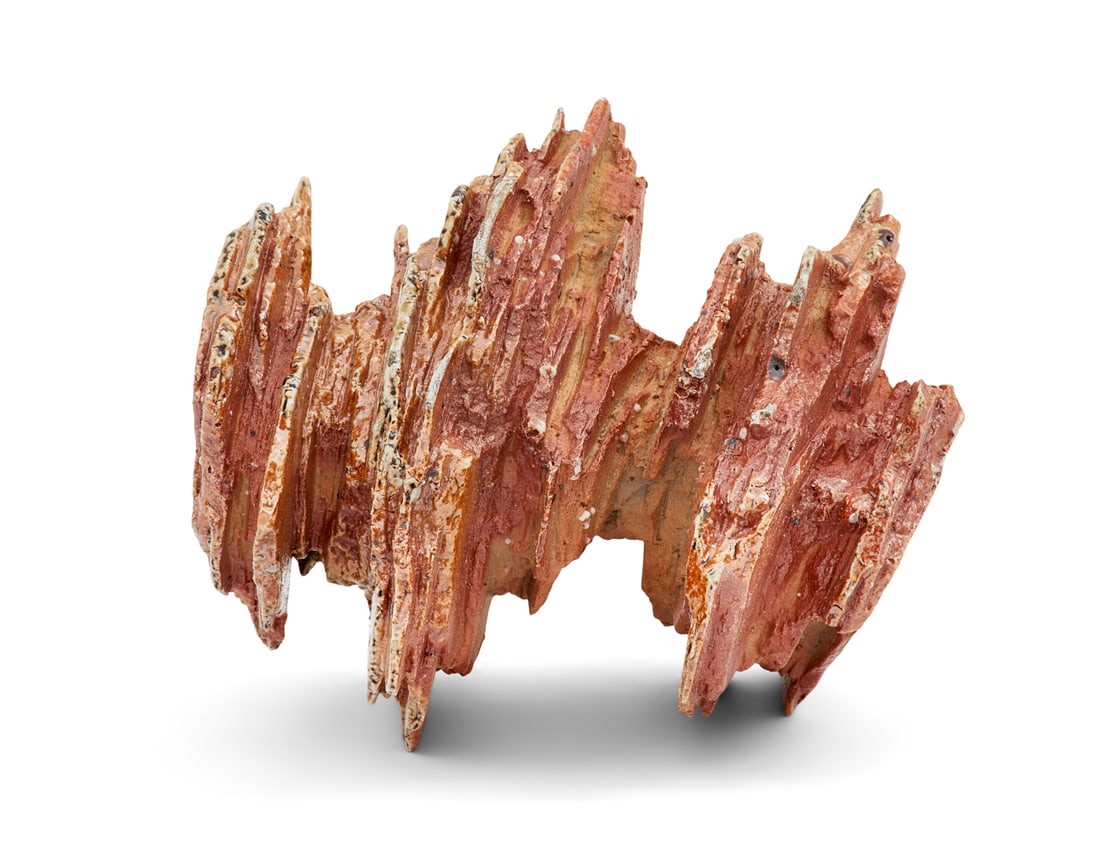 Simon Kidd (Irish, b. 1993): Simon Kidd (Irish, b. 1993) "Stratum", 2020 wood-fired stoneware with granite inclusions h. 8", w. 8", d. 7-1/2" Provenance: Erskine, Hall & Coe, London, England; Estate of Thomas B. Lemann, New Orlea