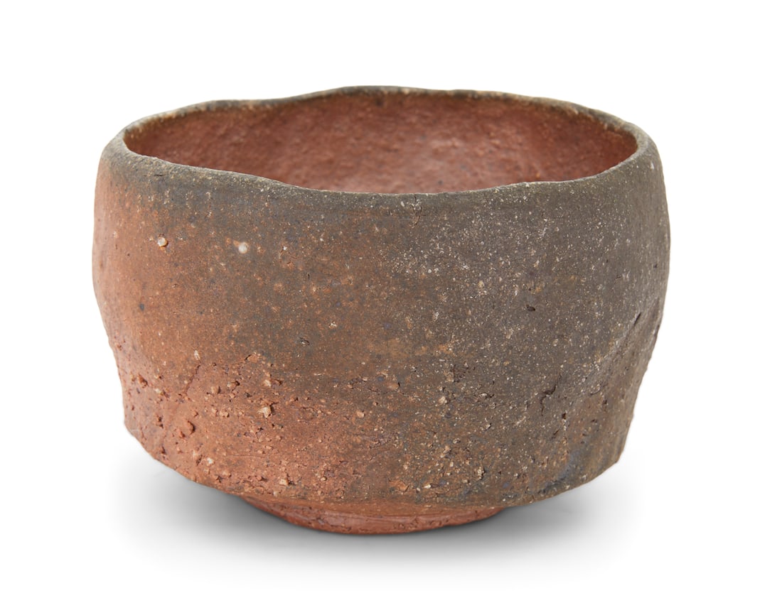 Yasuhisa Kohyama (Japanese, b. 1936): Yasuhisa Kohyama (Japanese, b. 1936) "Shigaraki Shizenyu Chawan", 1979 earthenware initialed and with old label at bottom. h. 3-1/4", dia. 5-1/2" Provenance: Erskine, Hall & Coe, London, England; Esta