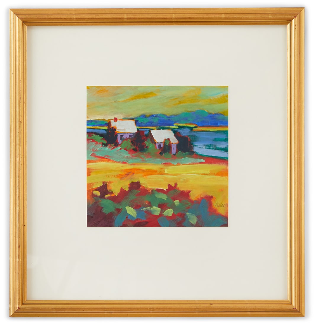 Betty Anglin Smith (American/Charleston, b. 1946): Betty Anglin Smith (American/Charleston, b. 1946) "Chilmark Pond", 1996 oil on paper signed lower right, and signed, titled and dated en verso. Matted, glazed and framed. 9-1/2" x 9-1/2", framed 21" x