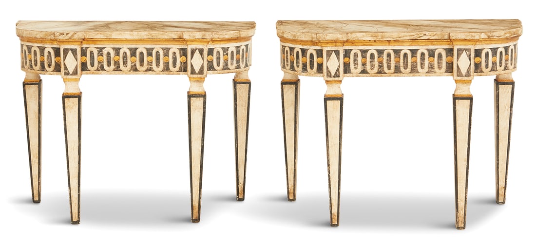 Pair of Directoire-Style Polychrome Side Tables (1 of 3)