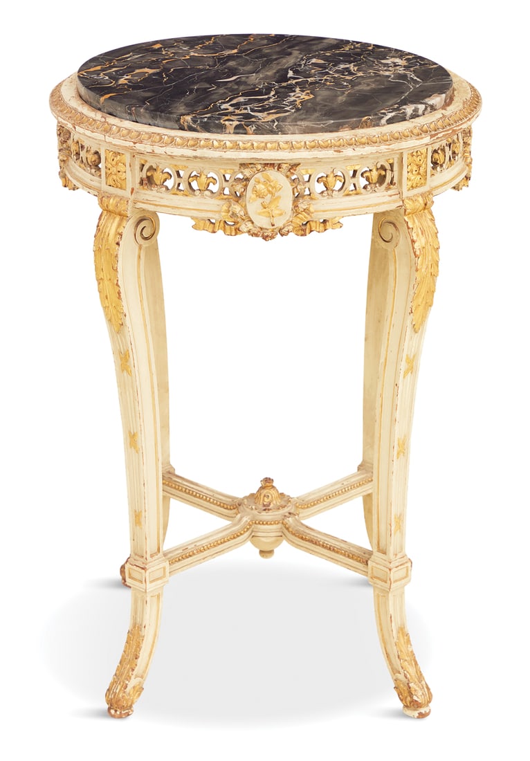 Louis XVI-Style Marble-Top Side Table (1 of 2)