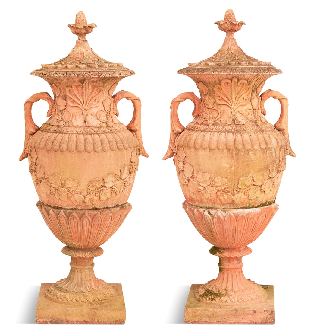 Pair of Monumental Terracotta Garden Urns (1 of 4)