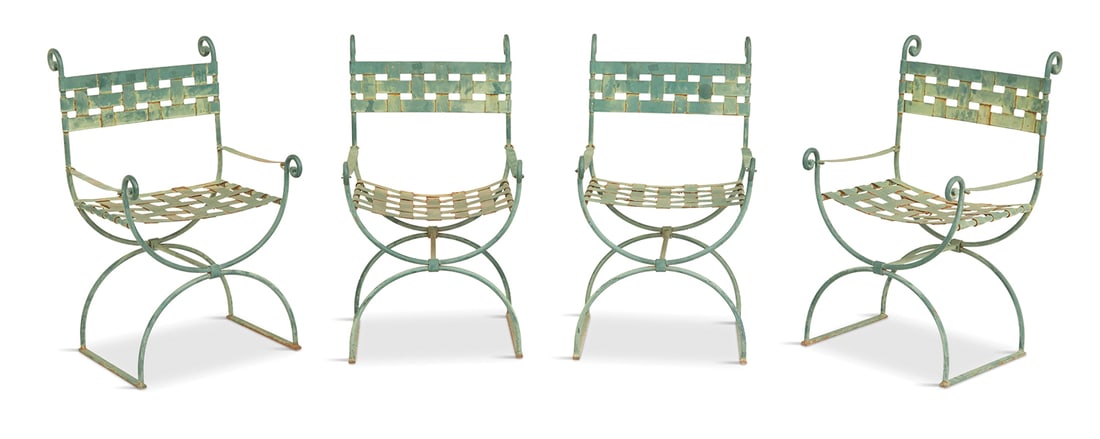 Four Iron Savonarola Garden Chairs (1 of 4)