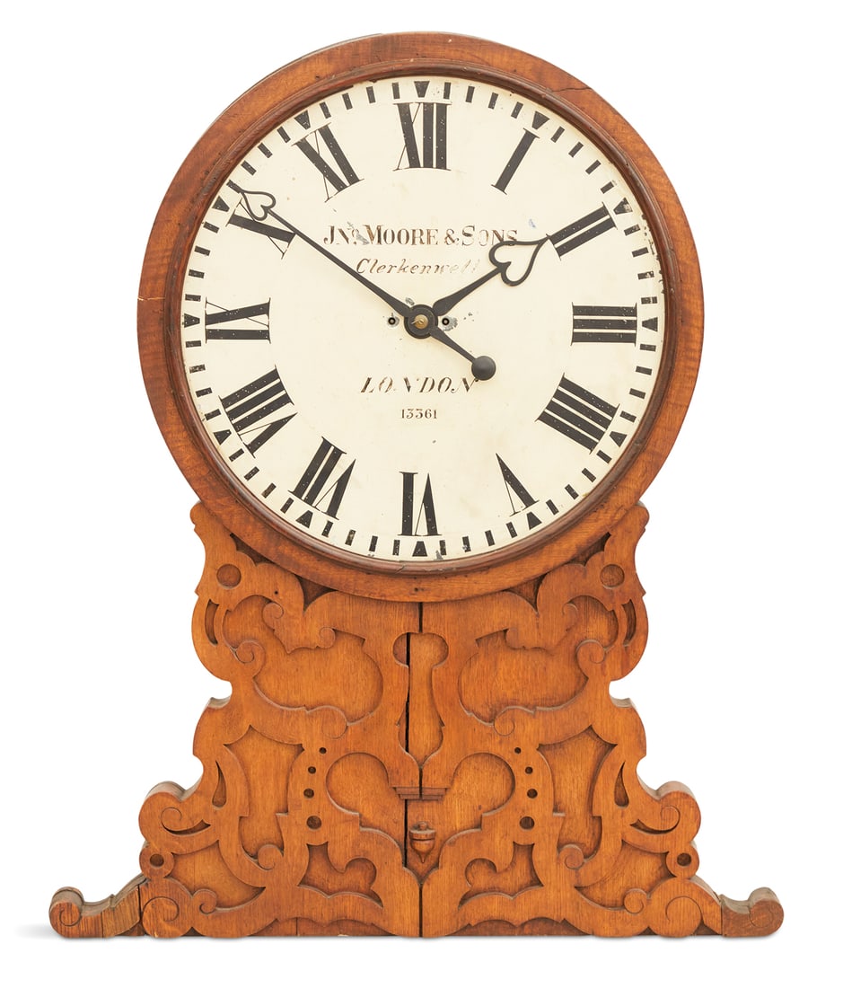 English John Moore & Sons Oak-Cased Gallery Clock (1 of 4)