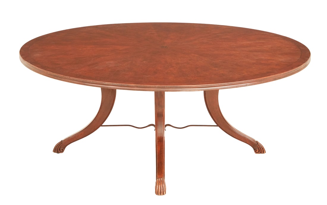 Large Banded Mahogany Round Dining Table (1 of 3)