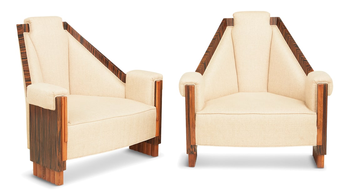 Pair of Art Deco-Style Macassar Ebony Armchairs (1 of 2)