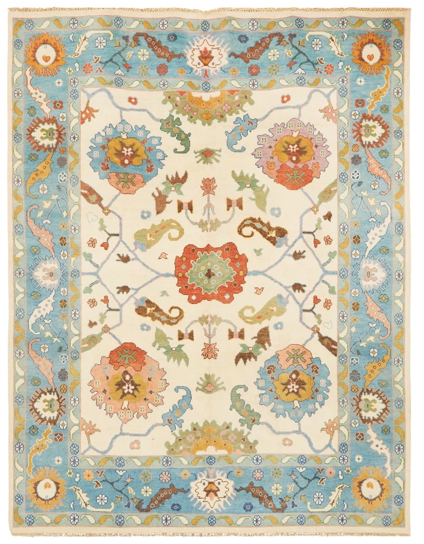 Turkish Angora Oushak Carpet: Turkish Angora Oushak Carpet 9' x 11' 9"
