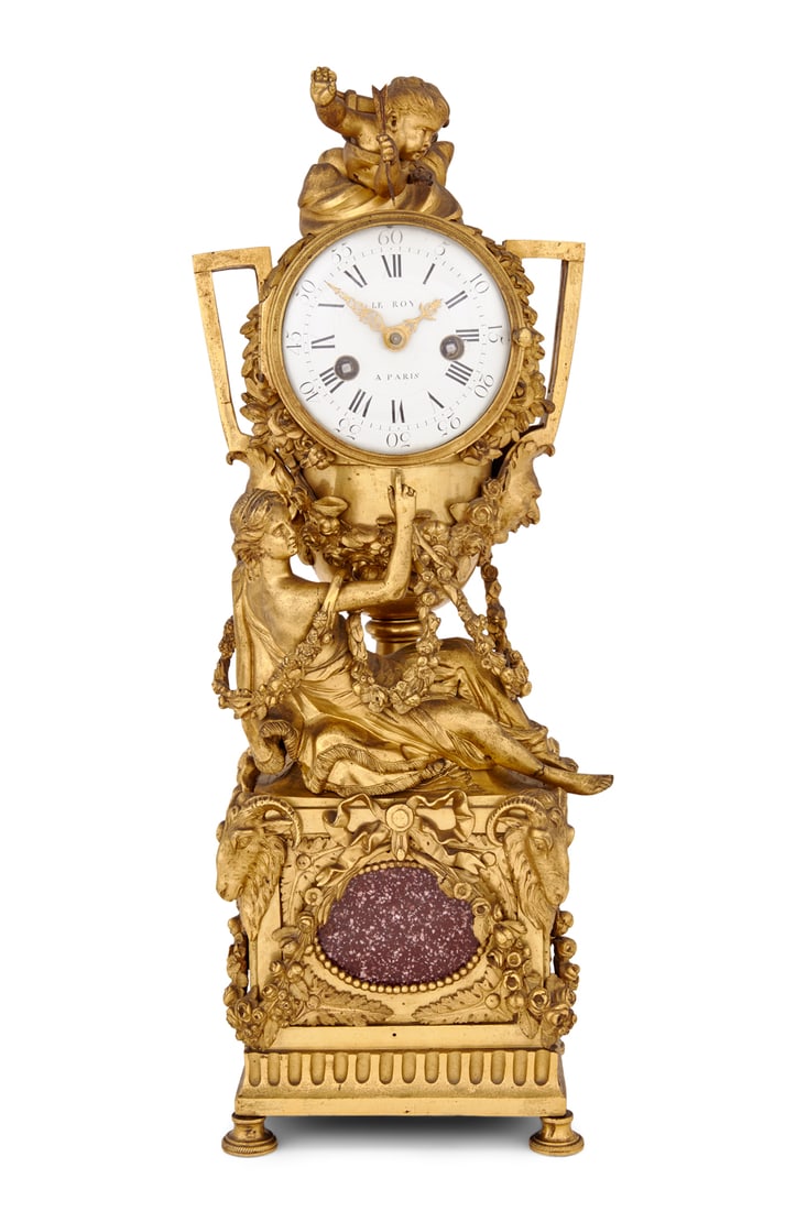 Belle Epoque Gilt-Bronze and Porphyry Clock (1 of 5)