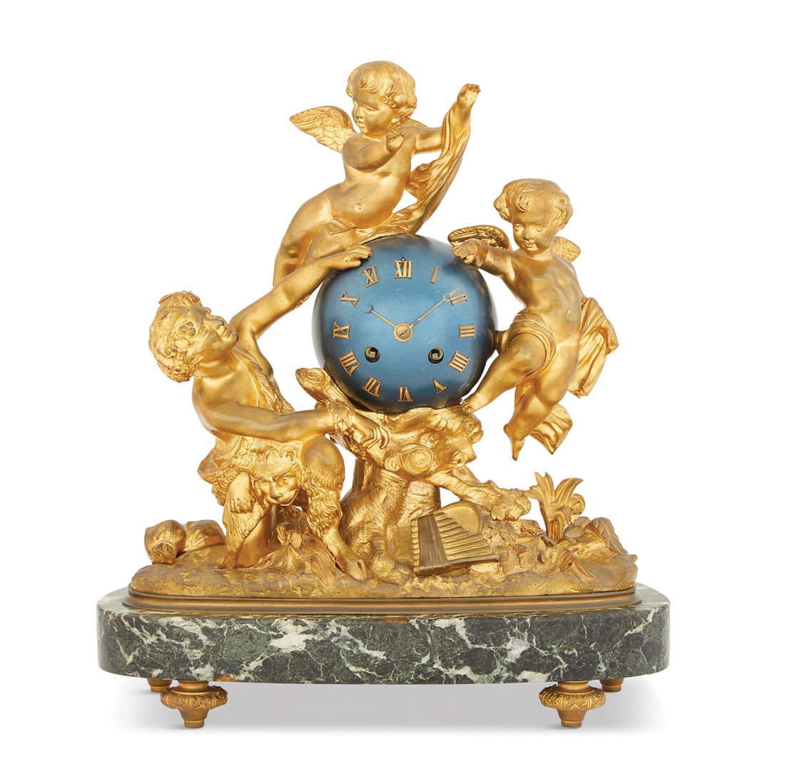 French Gilt-Metal and Marble Mantel Clock (1 of 4)