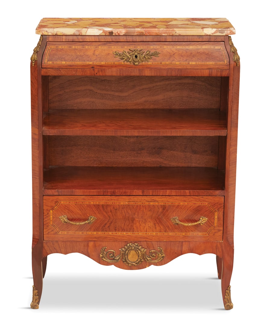 Napoleon III Marble-Top Bookshelf Cabinet (1 of 3)