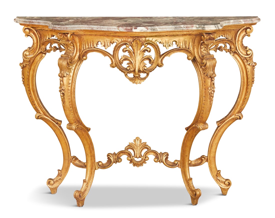 Louis XV-Style Marble-Top Console Table (1 of 3)
