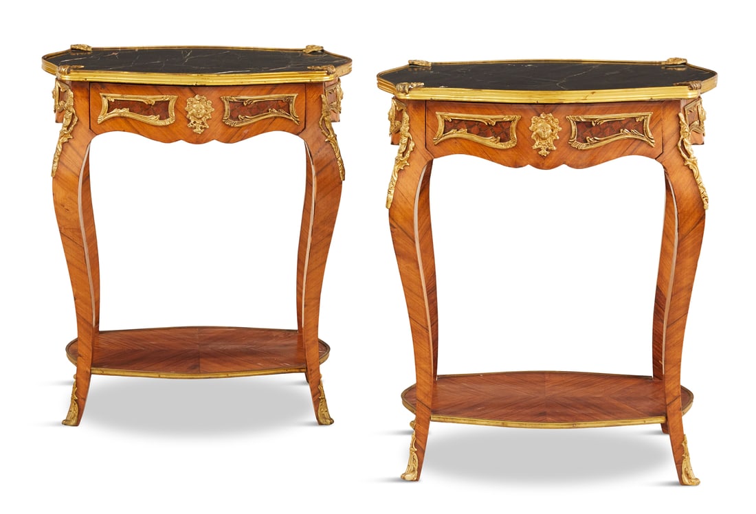 Pair of Louis XV-Style Marble-Top Tables (1 of 3)