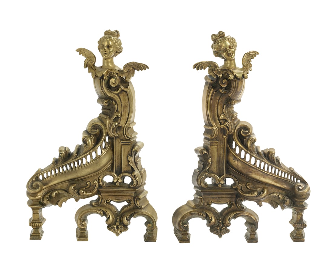 Pair of French Brass Chenets (1 of 1)